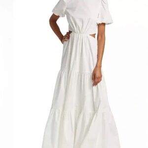 Wayf x Anthropologie Cut Out Maxi Dress with Puff Sleeves Sz 8